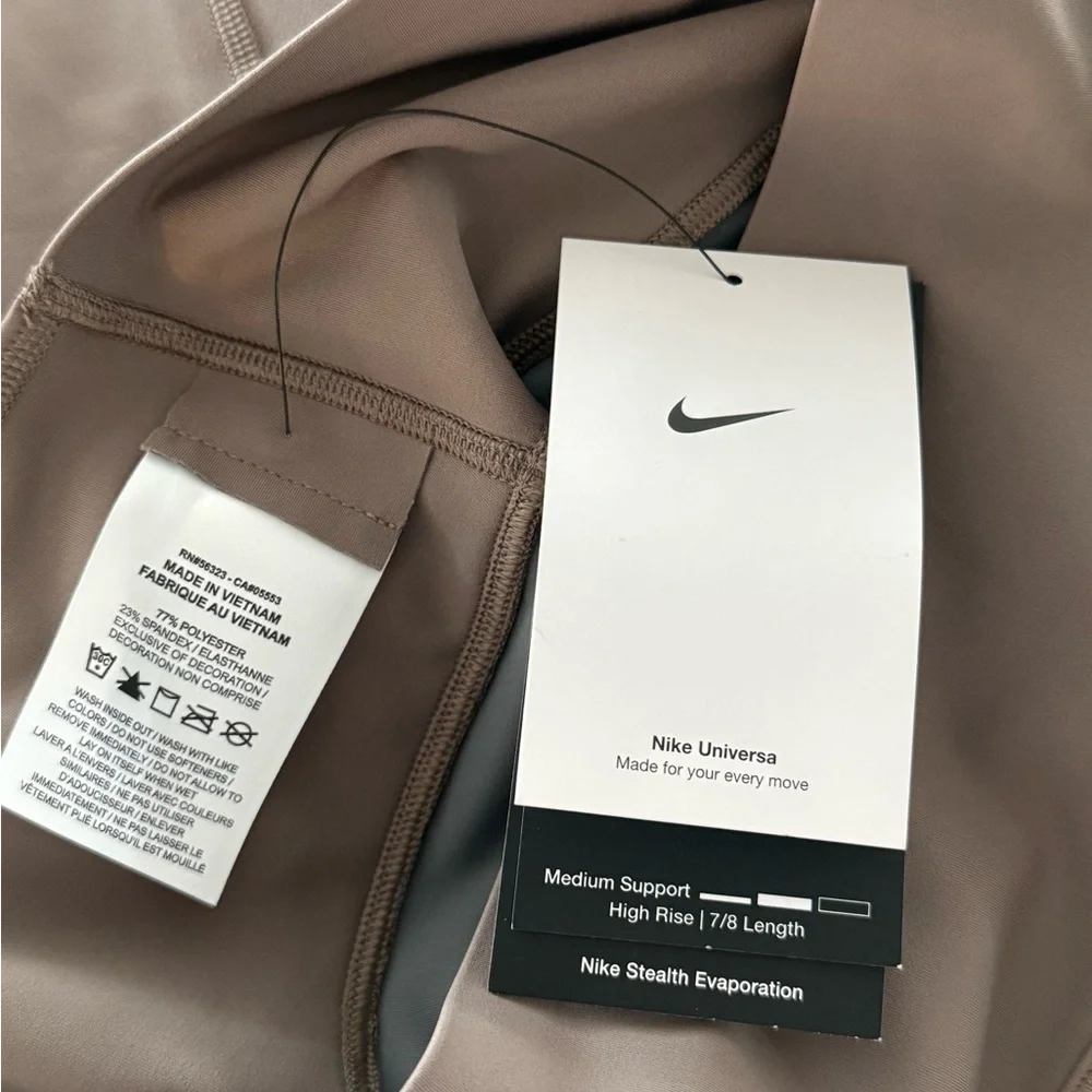 NIKE UNIVERSA Medium Support 7/8 Length High Rise Leggings Mink Brown Size M NEW - Picture 8 of 8